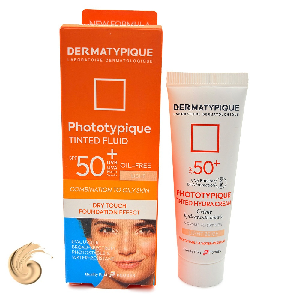 کرم ضد آفتاب رنگی درماتیپیک SPF 50 مدل Phototypique ‌محافظ UVA ،UVB مناسب برای پوست‌ چرب و مختلط حجم 50 میلی‌لیتر