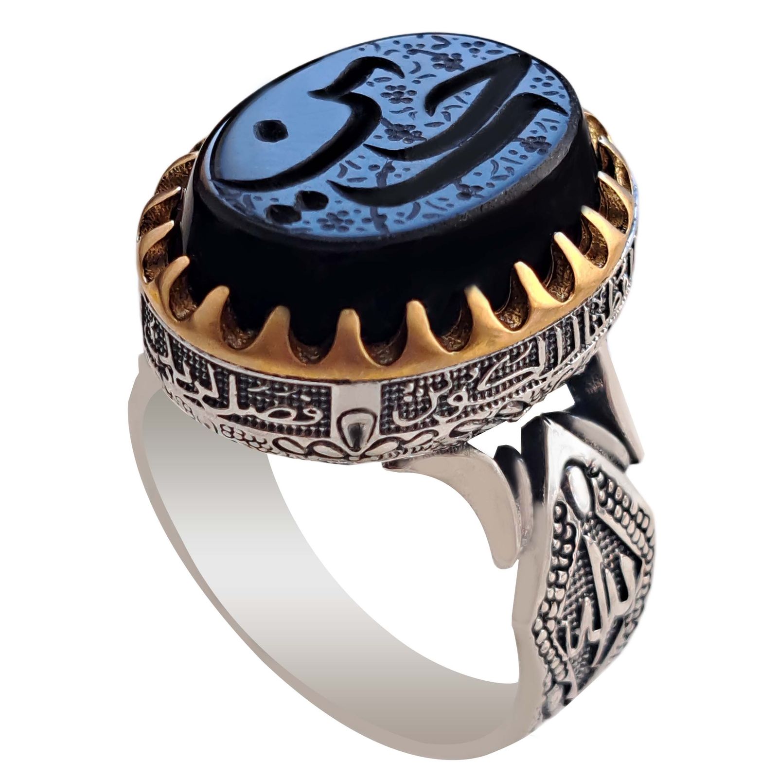 انگشتر نقره مردانه ملک زیور مدل سوره کوثر طرح حسین کد 416 - - 1