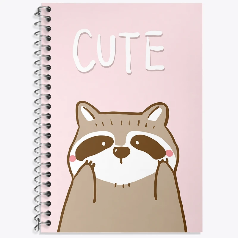 دفتر زبان 50 برگ خندالو مدل سه خط طرح راکون کیوت کد N1369