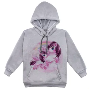 هودی دخترانه مدل تک شاخ F113 رنگ طوسی