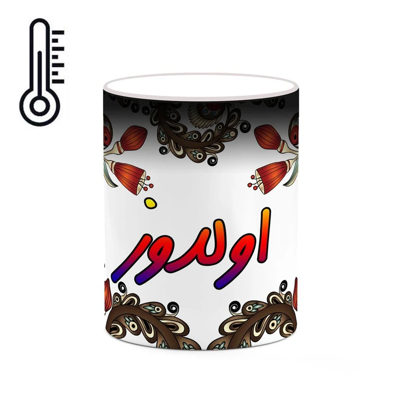 ماگ حرارتی کاکتی مدل اسم اولدوز طرح سنتی گل و بته کد mgh43948