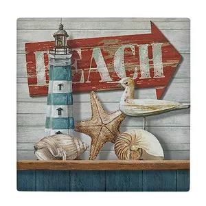 زیر لیوانی  طرح صدف و فانوس دریایی کد    6104595_5380