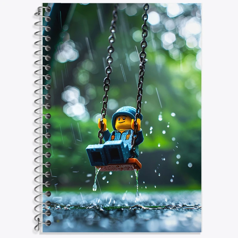 دفتر زبان 50 برگ خندالو مدل دو خط طرح لگو (Lego) کد F6816