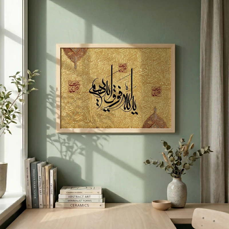 تابلو طرح یدالله فوق ایدیهم مدل G15750 فریم کرم روشن