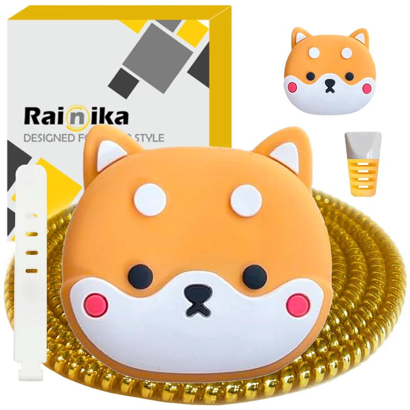 محافظ کابل شارژر دیواری رینیکا مدل Cute Dog B/A مناسب برای شارژر اپل 20 وات b/a مجموعه 5 عددی