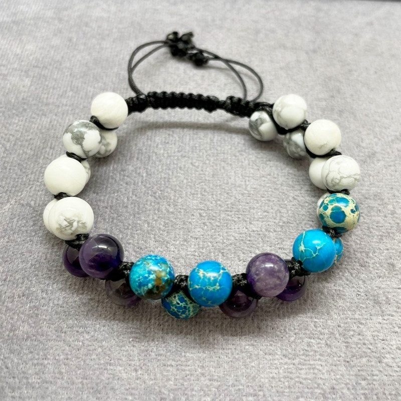 دستبند زنانه مدل سنگ آمیتیست و فیروزه