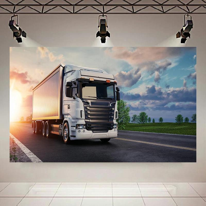پوستر پارچه ای طرح مخمل بزرگراه مدل کامیون کد AR3058520