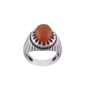 انگشتر نقره مردانه مدل عقیق یمنی کد MR0054