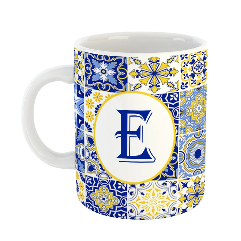 ماگ پادآفرین مدل فانتزی طرح حرف E کد 32