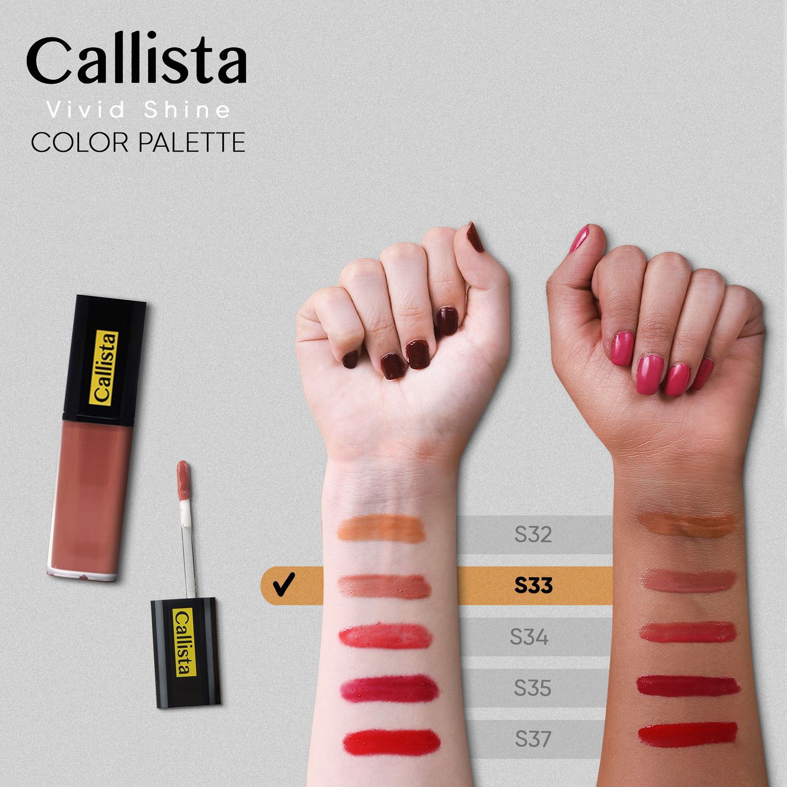 رژ لب مایع کالیستا مدل Vivid Shine شماره S33 - - 3