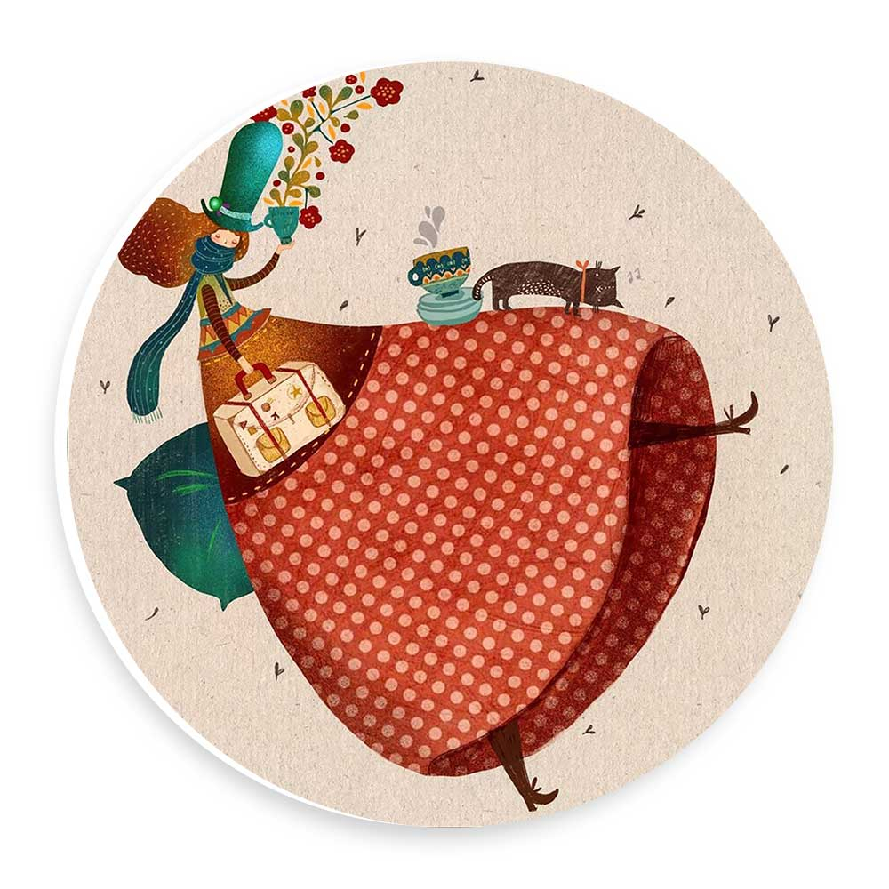 دیوارکوب طرح دختر و چمدان مدل wtb318