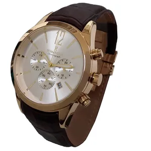 ساعت مچی عقربه‌ای مردانه رومانسون مدل بندچرمی کرنوگراف سه موتور کد 258