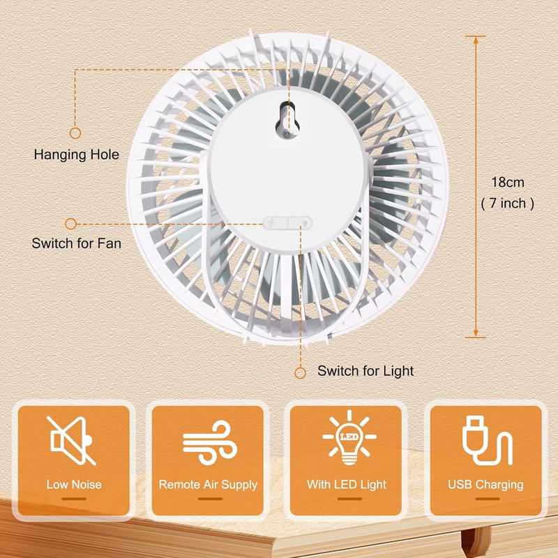 پنکه رومیزی شارژی مدل ال ای دی دار کد RY-2301