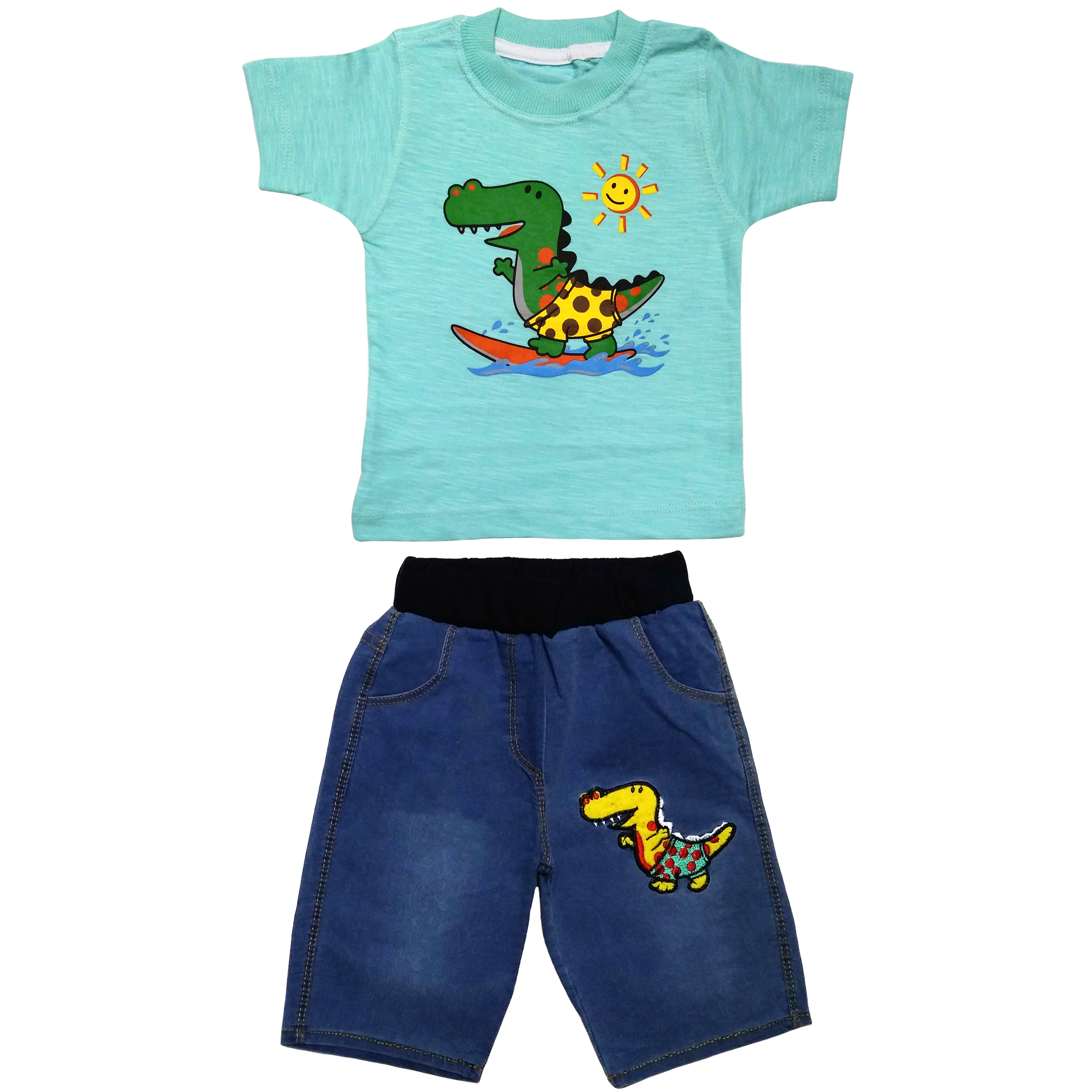 ست تی شرت و شلوارک نوزادی مدل تمساح کد M541