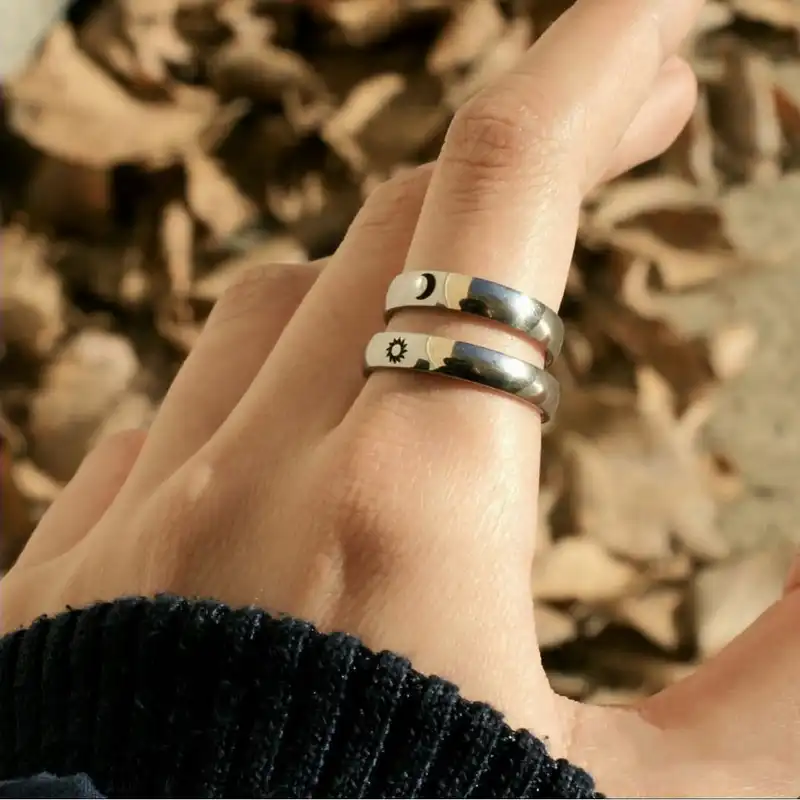 انگشتر مدل رینگ ماه و خورشید بسته دو عددی