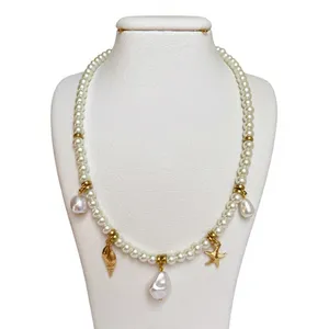 گردنبند دست ساز زنانه مدل مروارید و آویزهای دریایی