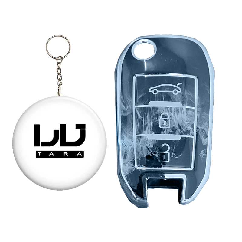 کاور ریموت و سوئیچ خودرو کالانیکس مدل COV-TARADAS-100102 طرح سرامیکی مناسب برای تارا به همراه جاسوئیچی