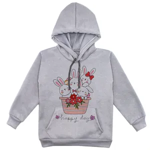 هودی دخترانه مدل سبد خرگوش ها کد F111 رنگ طوسی
