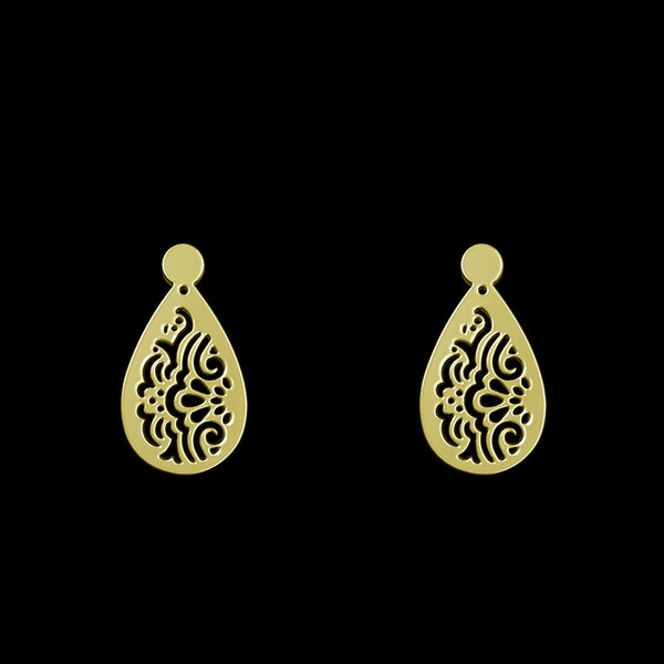 گوشواره طلا 18 عیار زنانه مدوپد مدل هندسی کد GA1-14004