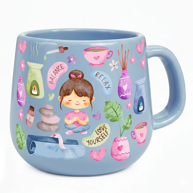 ماگ لاژید طرح دخترک مدل استیکر