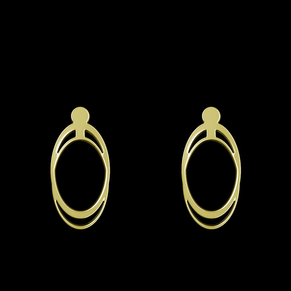 گوشواره طلا 18 عیار زنانه مدوپد مدل بیضی کد GA1-10066