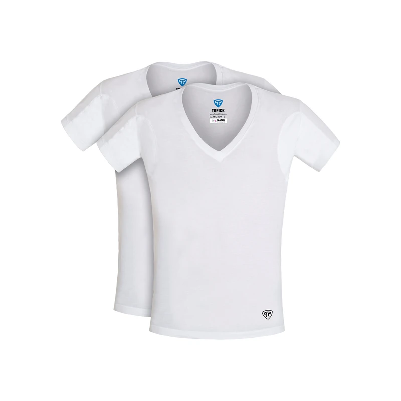 زیرپوش آستین دار مردانه تاپیک مدل نانو آنتی باکتریال ضد تعریق رنگ سفید بسته 2 عددی