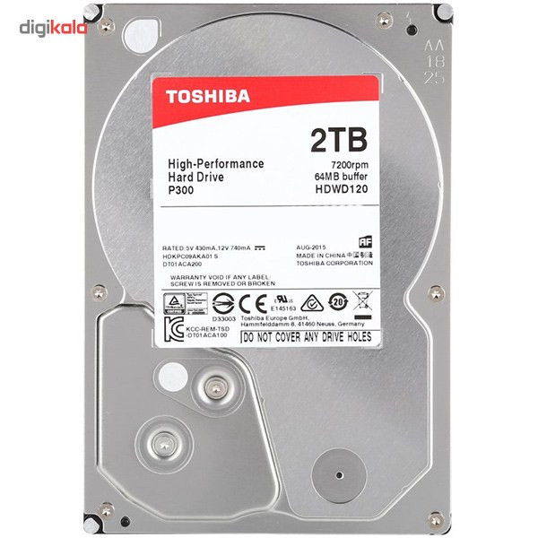 هارددیسک اینترنال توشیبا سری P300 مدل HDWD120 ظرفیت 2 ترابایت 1