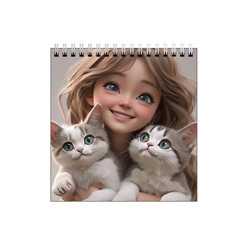 دفتر طراحی طرح دختر خندان و گربه هایش کد 9578958