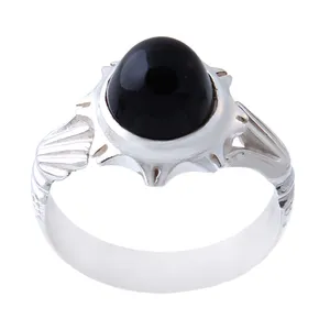 انگشتر نقره مردانه بازرگانی میلادی مدل سنگ عقیق مشکی  رکاب کلاسیک مدرن کد AM_1258