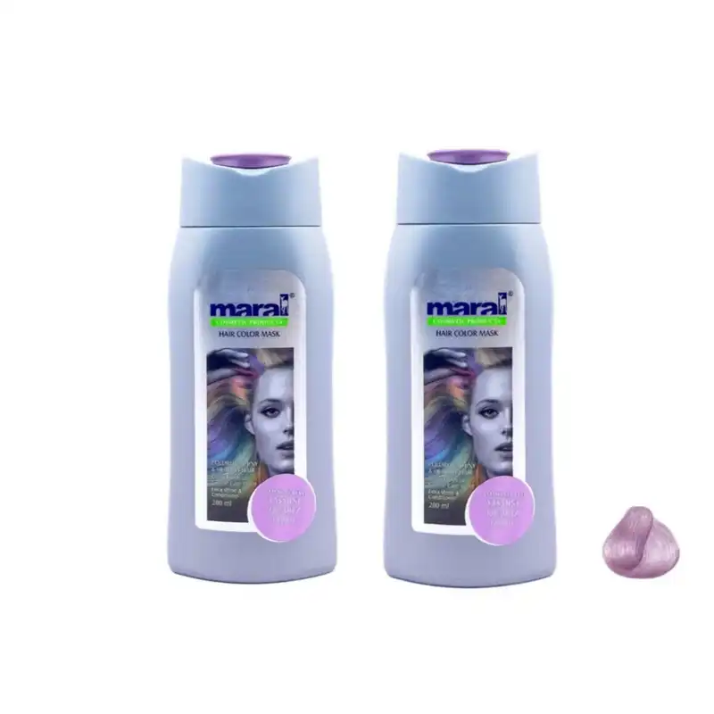 شامپو رنگساژ مو مارال شماره 8/90 حجم 400 میلی لیتر رنگ یاسی کوارتز مجموعه دو عددی