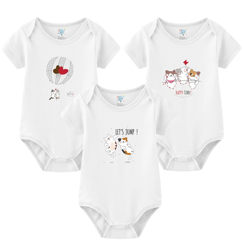 بادی آستین کوتاه نوزادی نیل کوک مدل Meow Blank مجموعه 3 عددی