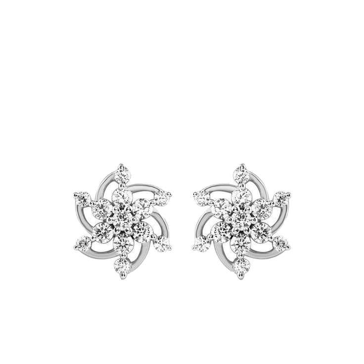 گوشواره طلا 18 عیار زنانه قیراط مدل گل کد GH1336