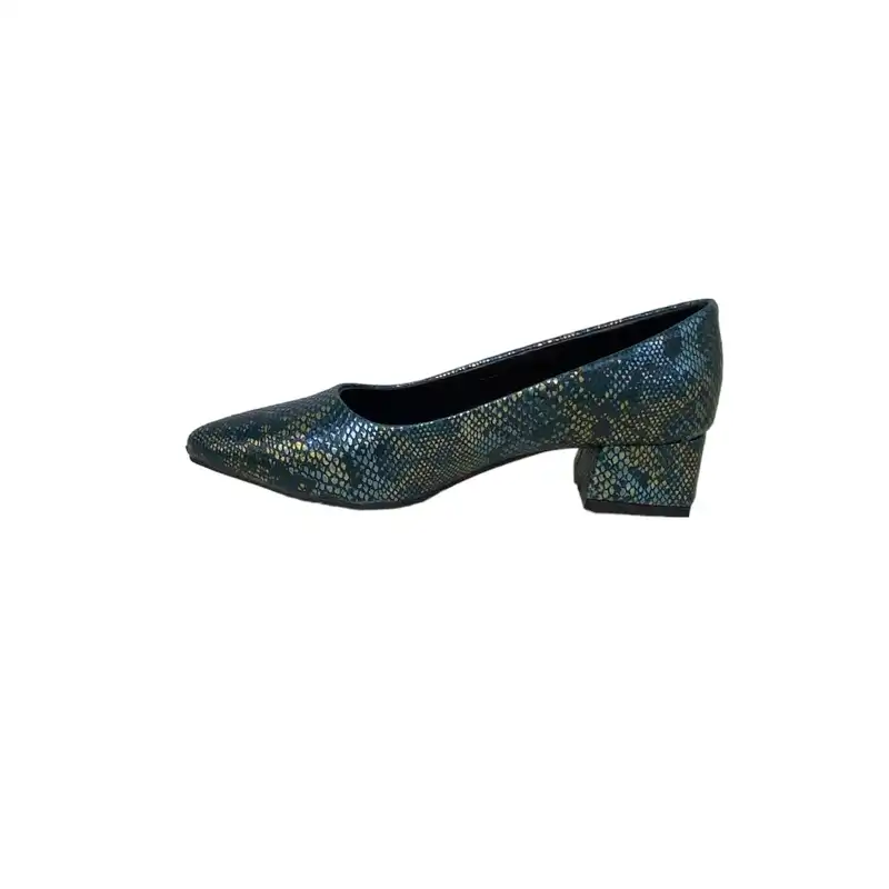 کفش زنانه مدل پیتون بیاله رنگ یشمی و طلایی