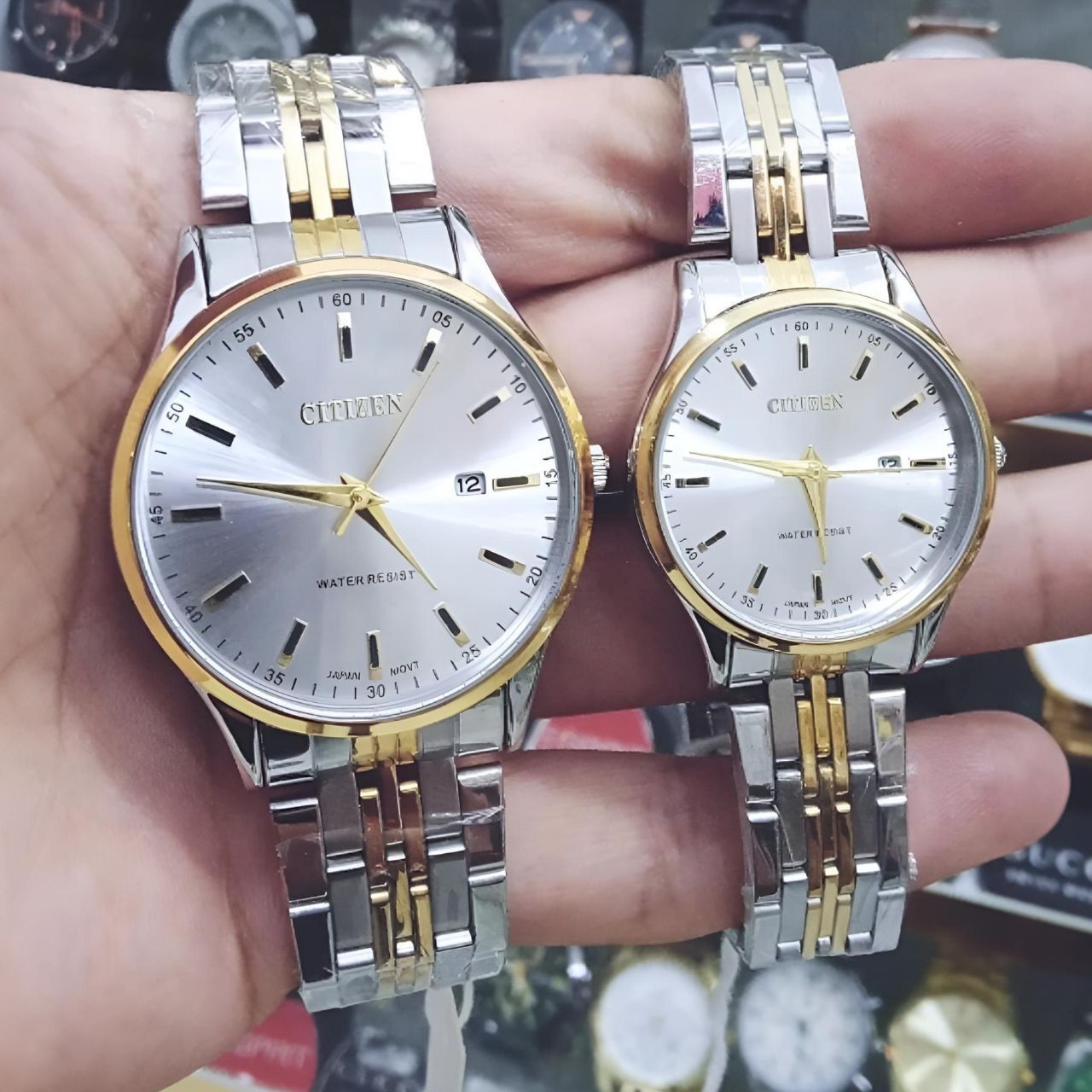 ست ساعت مچی عقربه ای زنانه و مردانه مدل خطی کد 04 -  - 2