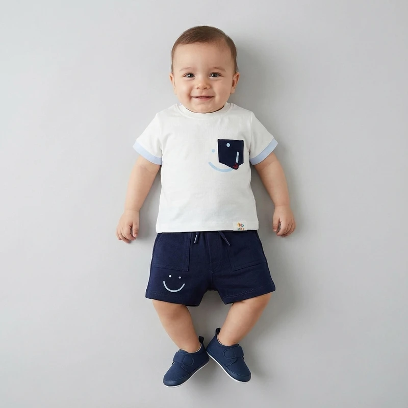 ست تی‌شرت آستین کوتاه و شلوارک راحتی نوزادی وان بای وان مدل كيان