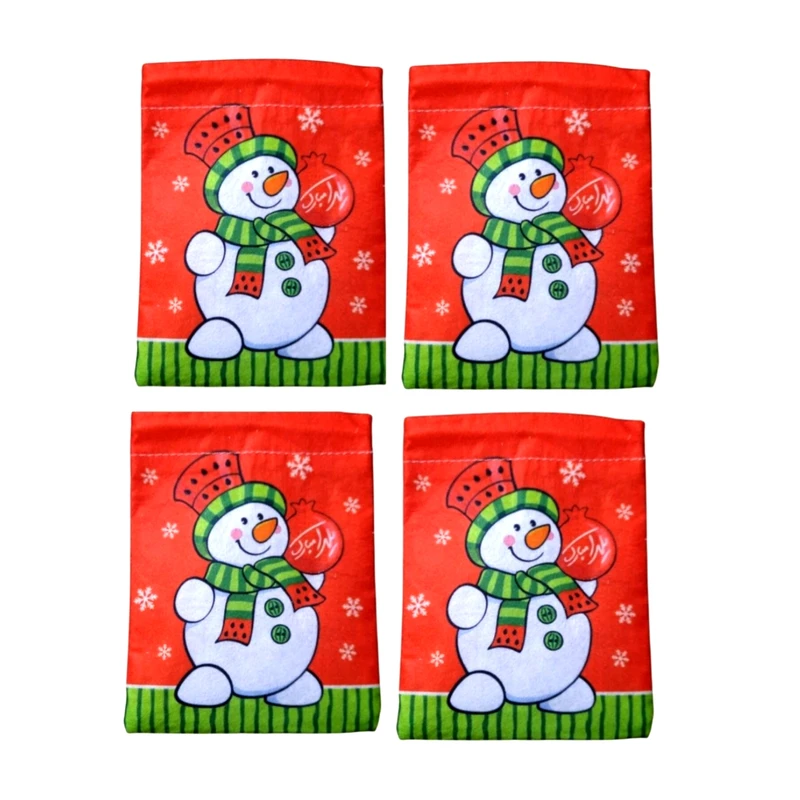 ابزار کادویی مدل کیسه سرجمع شو طرح یلدایی آدم برفی کد mn631 بسته 4 عددی