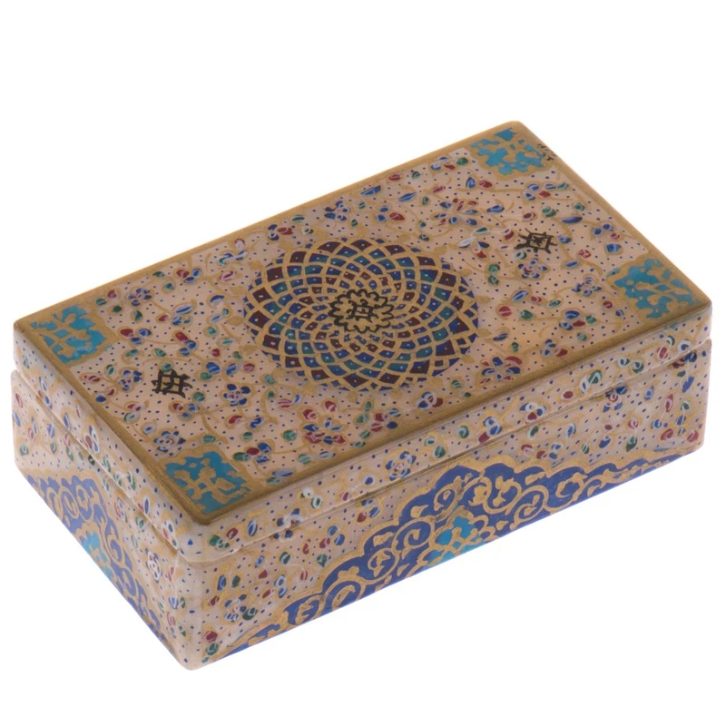 جعبه سنگ مرمر اثر بابایی طرح تذهیب فرشی سایز 12 × 7 سانتی متر