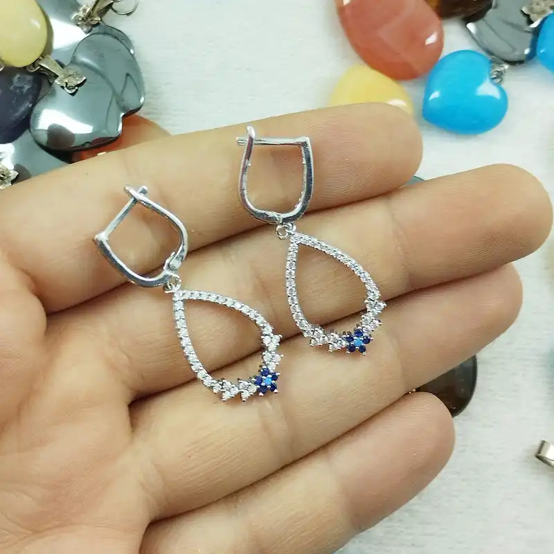 نیم ست نقره زنانه سلین کالا مدل اشکی کد PC2-3