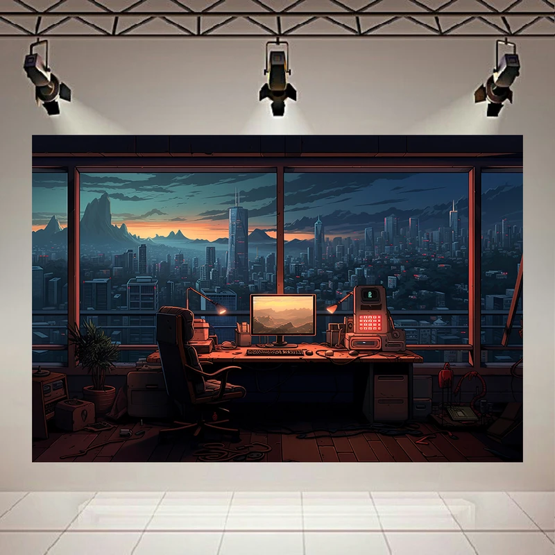 پوستر طرح انتزاعی نمای شهری و اتاق کار کد AR32037