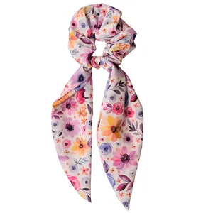 کش مو زنانه دلنار گالری مدل اسکرانچی شکوفه و گل کد 01