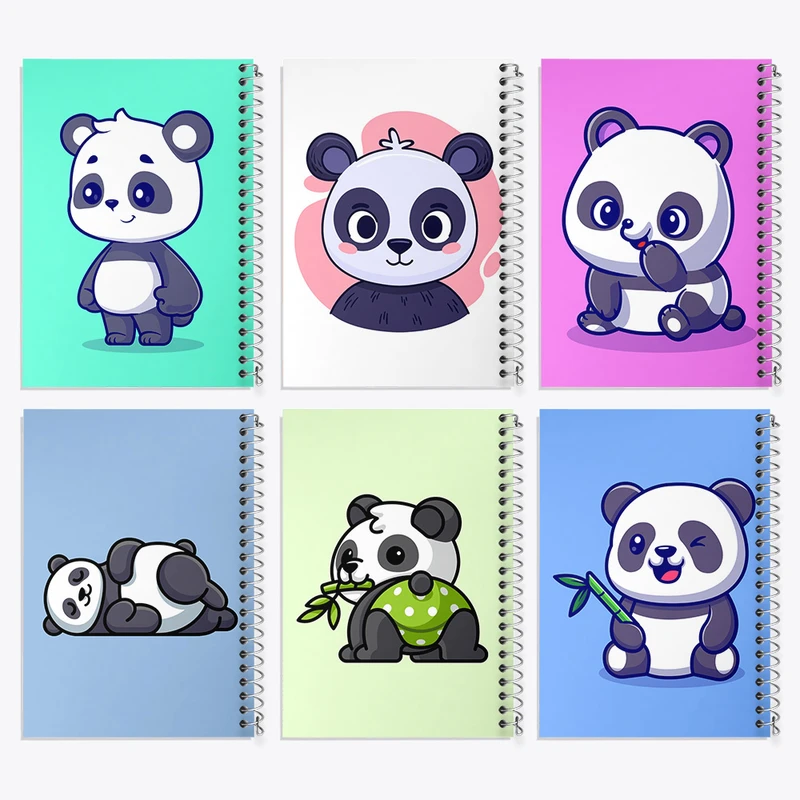 دفتر نقاشی 50 برگ خندالو طرح پاندای کیوت کد 459 مجموعه 6 عددی
