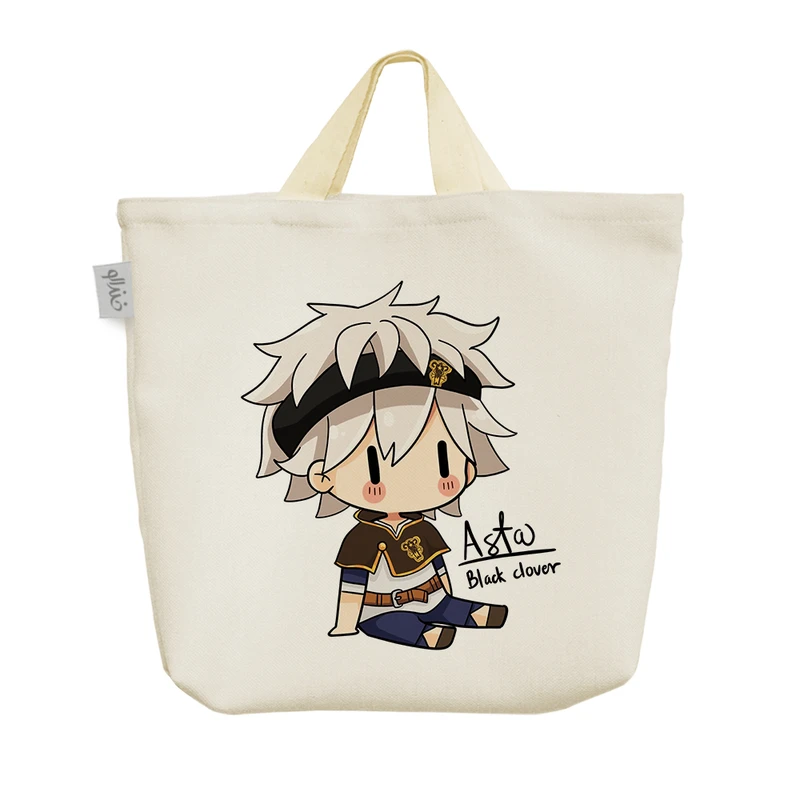 ساک خرید خندالو مدل آستا انیمه شبدر سیاه کد 949