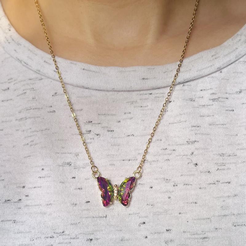 گردنبند زنانه مدل پروانه کریستالی کد 302 گردنبند زنانه مدل پروانه کریستالی کد 302