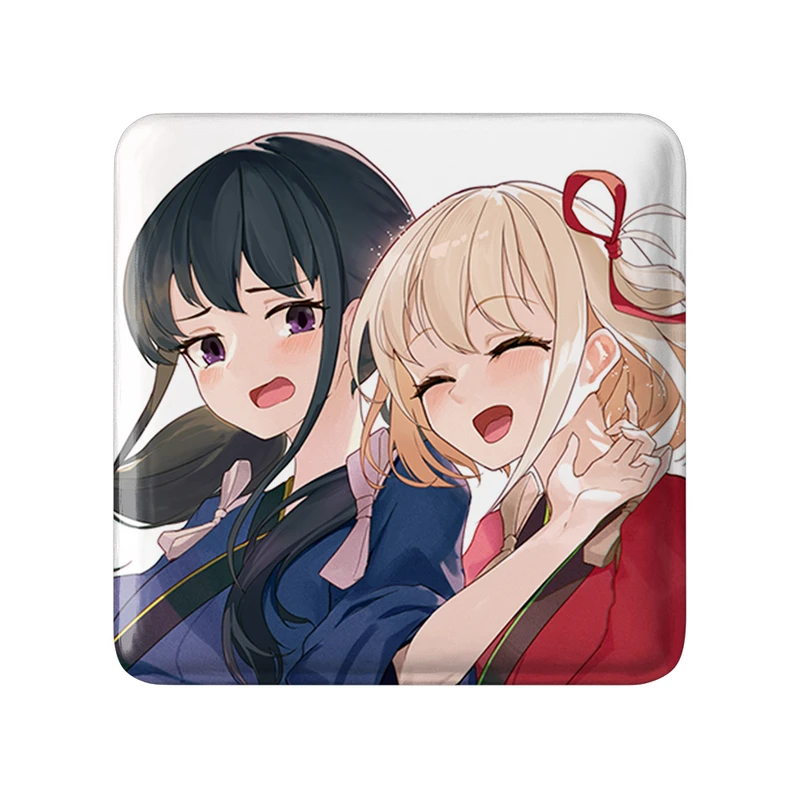 مگنت خندالو طرح تاکینا و چیساتو انیمه لیکوریس ریکویل Lycoris Recoil  مدل مربعی کد 23062