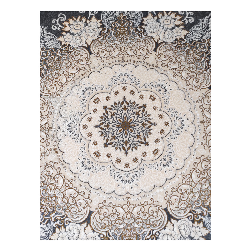 فرش ماشینی 700 شانه فرش مشهد زمینه و حاشیه طوسی کد 723512