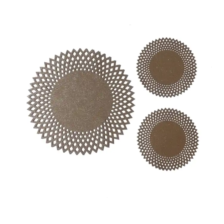 ست رومیزی 3 تکه مدل اکلیلی طرح آفتابگردان کد 5331