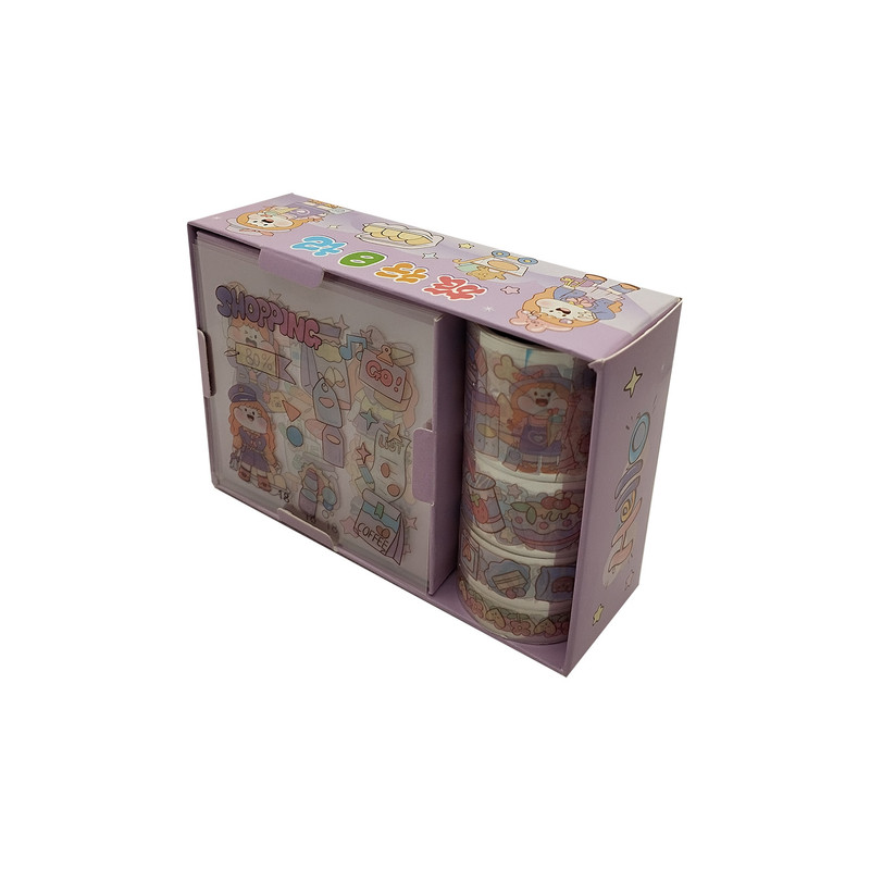 چسب نواری مدل واشی طرح دختر کد 04 مجموعه 4 عددی به همراه استیکر