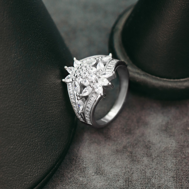 انگشتر نقره زنانه جی تی ای مدل انگشتر فلاور