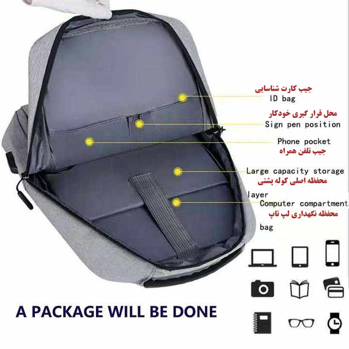 کوله پشتی لپ تاپ مدل 068Med مناسب برای لپ تاپ 14.1 تا 15.6 اینچی