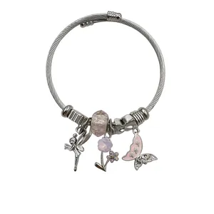 دستبند زنانه مدل پاندورا طرح پروانه کد SA009